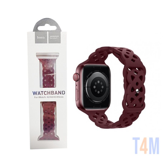 Hoco Silicone Hollow Bracelet WA09 for iWatch (42/44/45/49mm) Red Wine